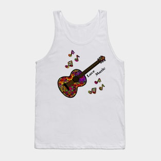 Love Music Hippie Mandala Guitar and Music Notes Tank Top